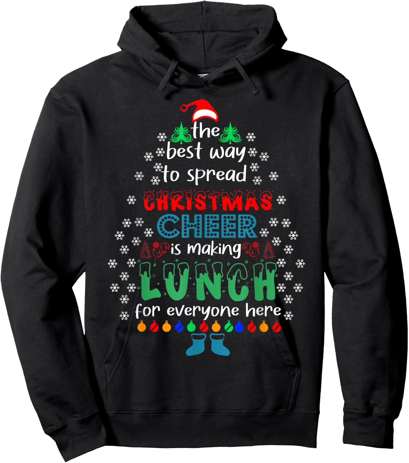 Funny Lunch Lady Christmas Cheer Christmas Xmas Hoodie - Hoodie | Black