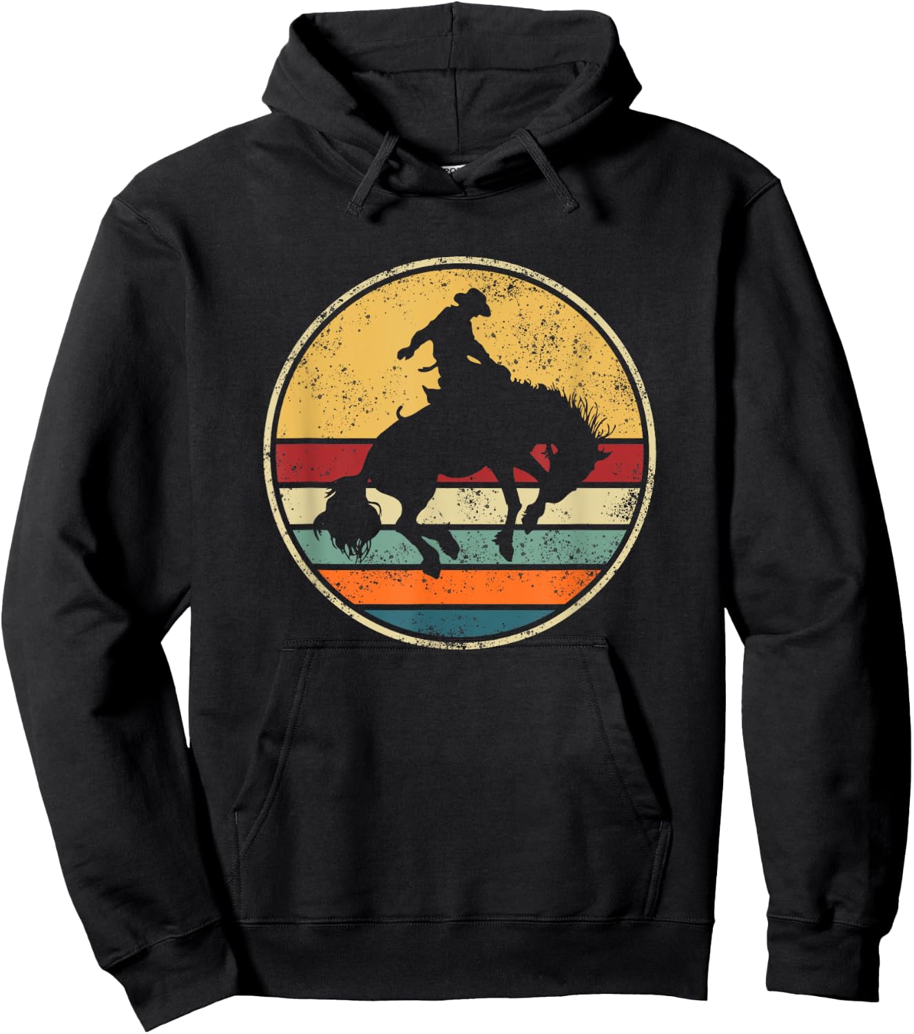 Western Riding Rodeo Horse Cowboy Retro Vintage Outfit Hoodie - Hoodie | Black