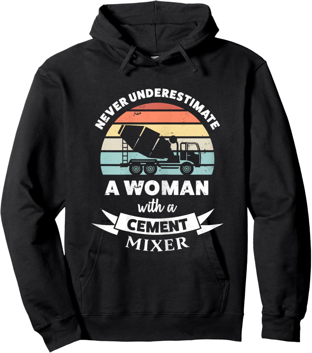 Woman with a Cement Mixer Funny Gift Hoodie - Hoodie | Black
