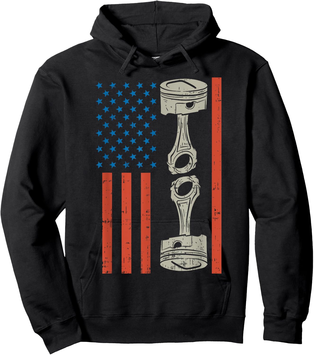 American US Flag Piston Racing Race Car Driver Racer Gift Hoodie - Hoodie | Black
