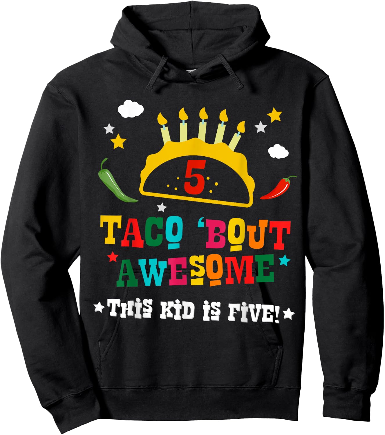 5th Birthday Taco Bout Awesome Shirt for Boys Party Gift Hoodie - Hoodie | Black
