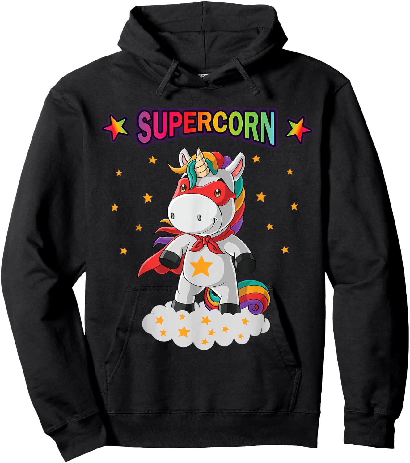 Unicorn Superhero Supercorn Hero Boys Girls Gift Hoodie - Hoodie | Black