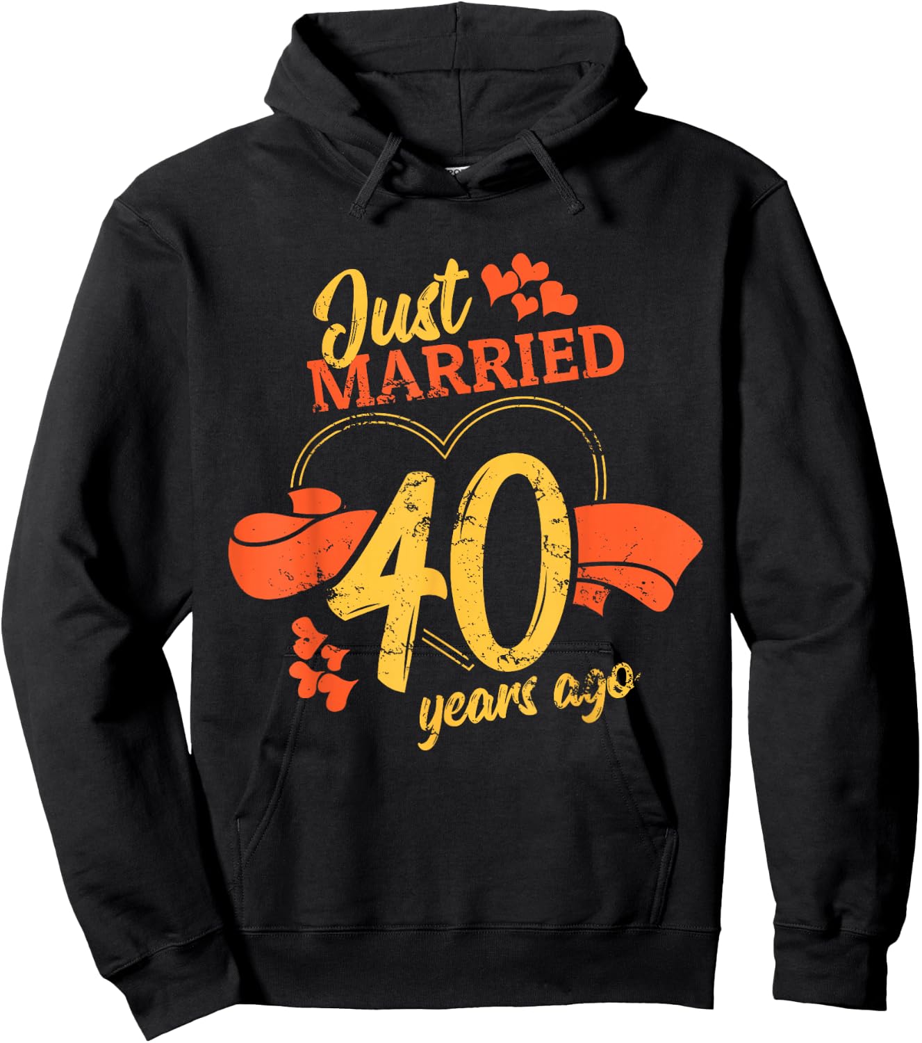 Just Married 40 Years Ago Love Ring Relationship Anniversary Hoodie - Hoodie | Black