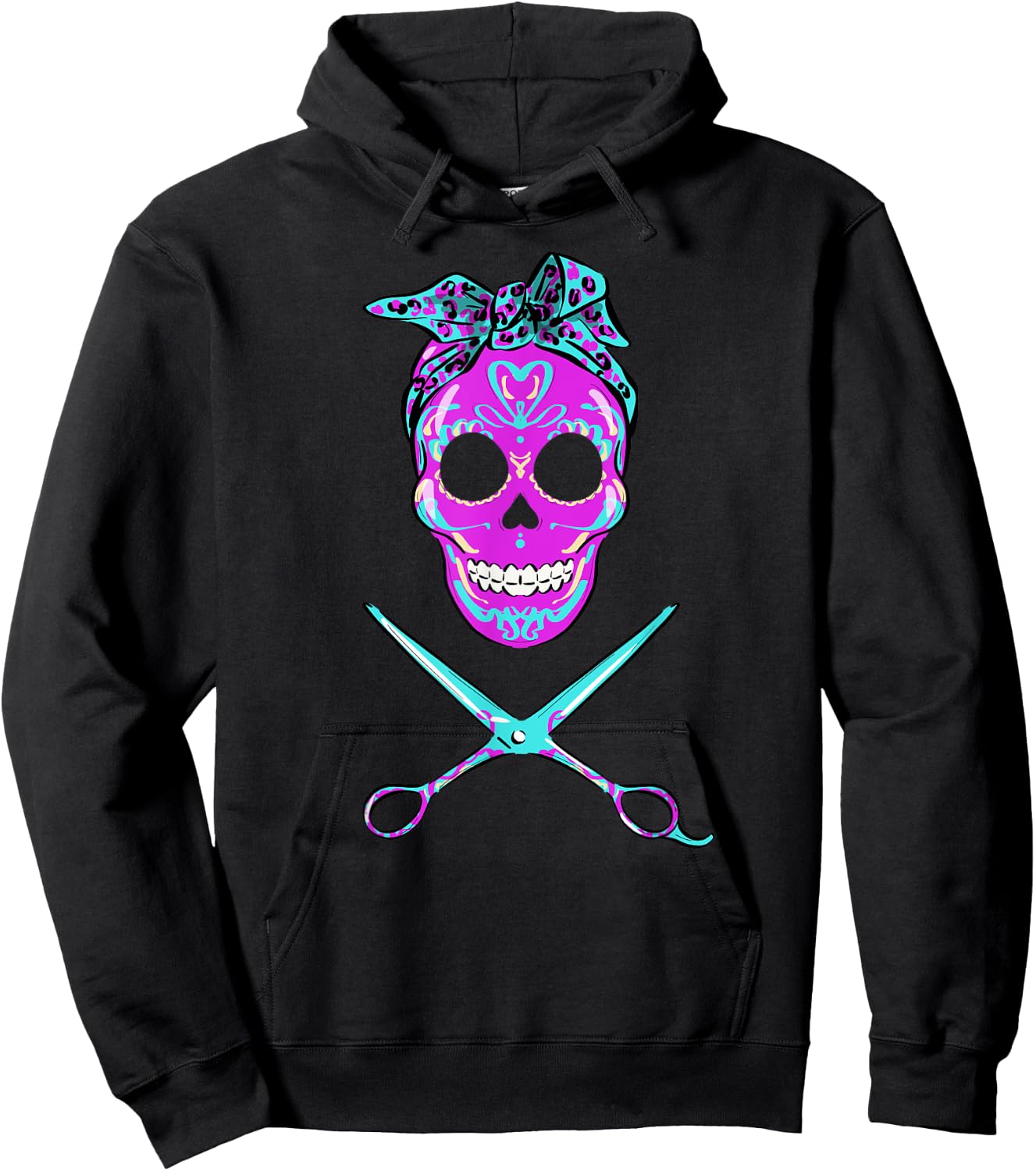 Vintage Sugar Skull Hair Stylist Funny hairstylist Hoodie - Hoodie | Black