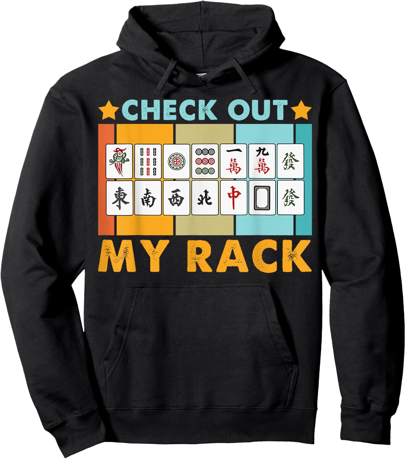 Mahjong Player Mahjong Lover Chinese Check Out My Rack Hoodie - Hoodie | Black