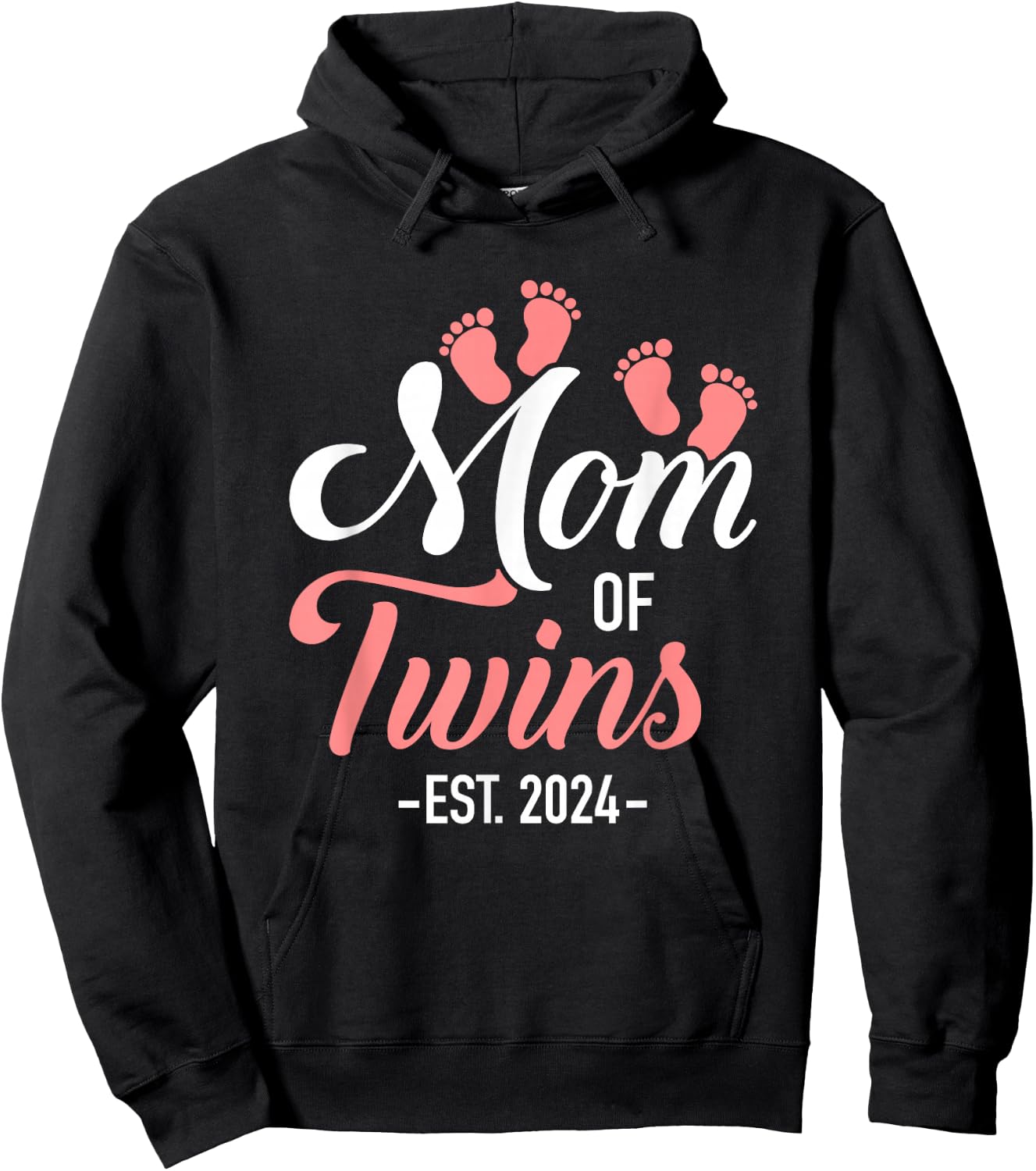 Mom of twins 2024 for pregnancy announcement Hoodie - Hoodie | Black