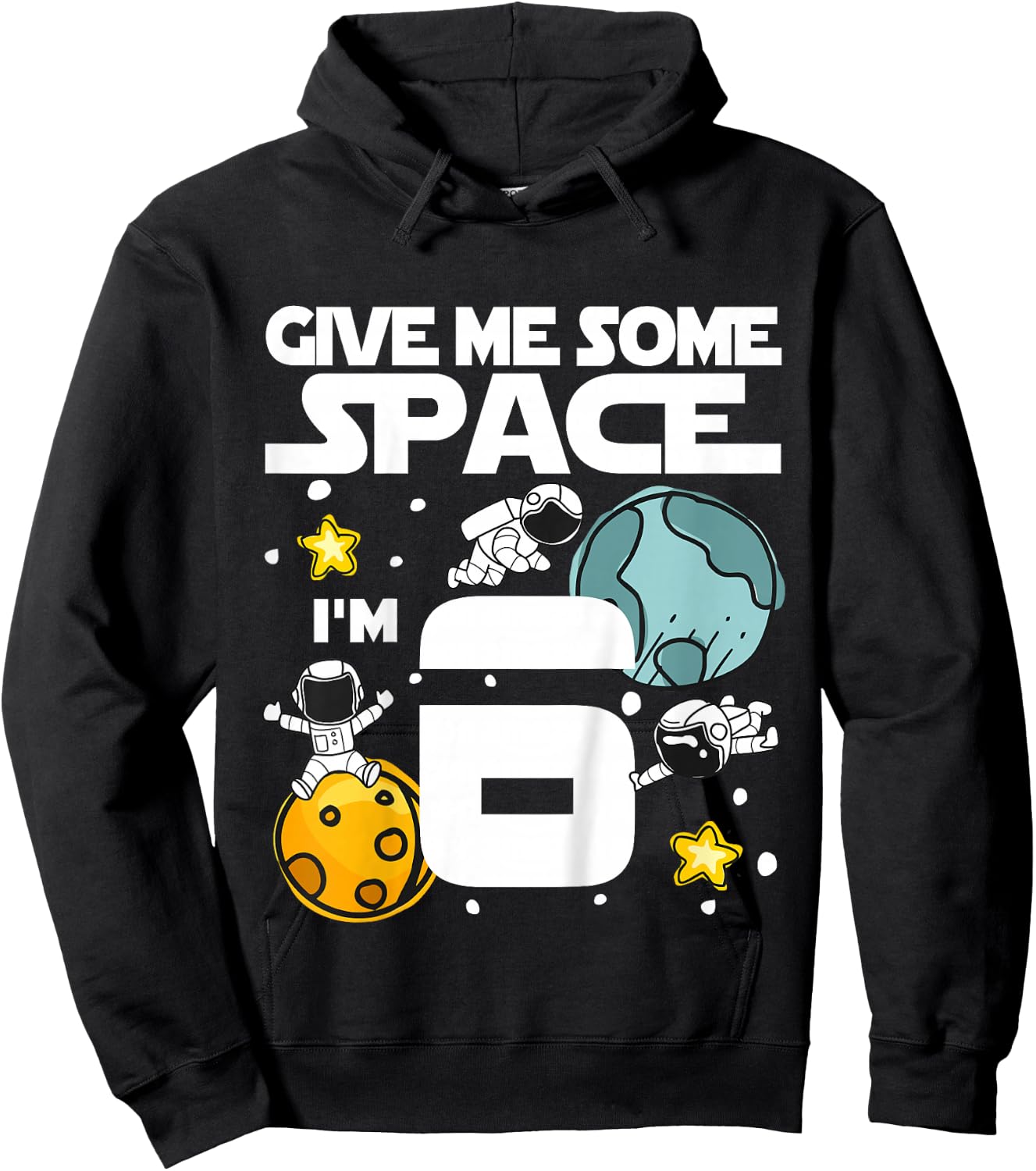 Kids 6 Year Old Outer Space Birthday Planets Astronaut 6th Gift Hoodie - Hoodie | Black
