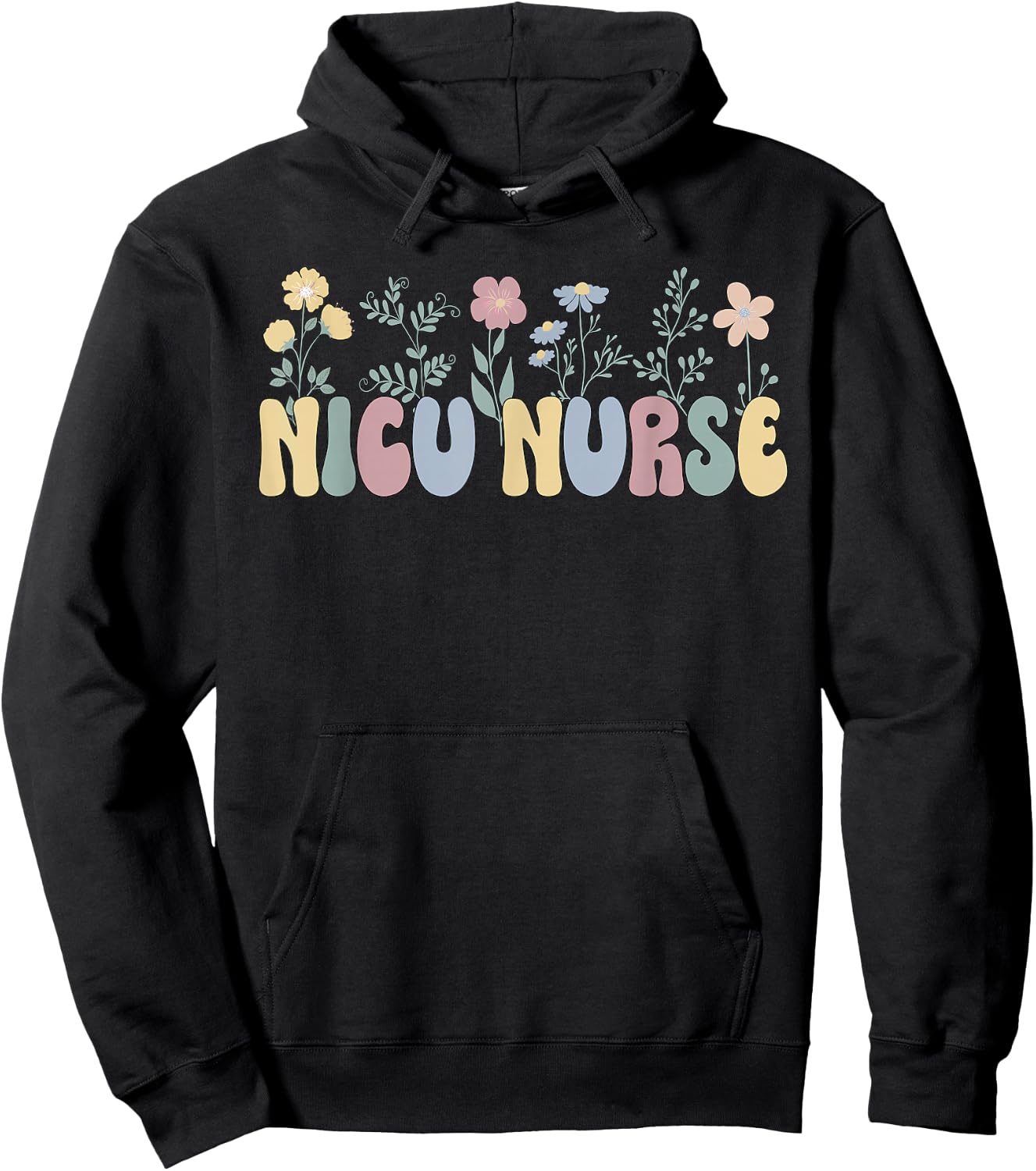 Groovy NICU Nurse Flowers NICU Nursing Hoodie - Hoodie | Black