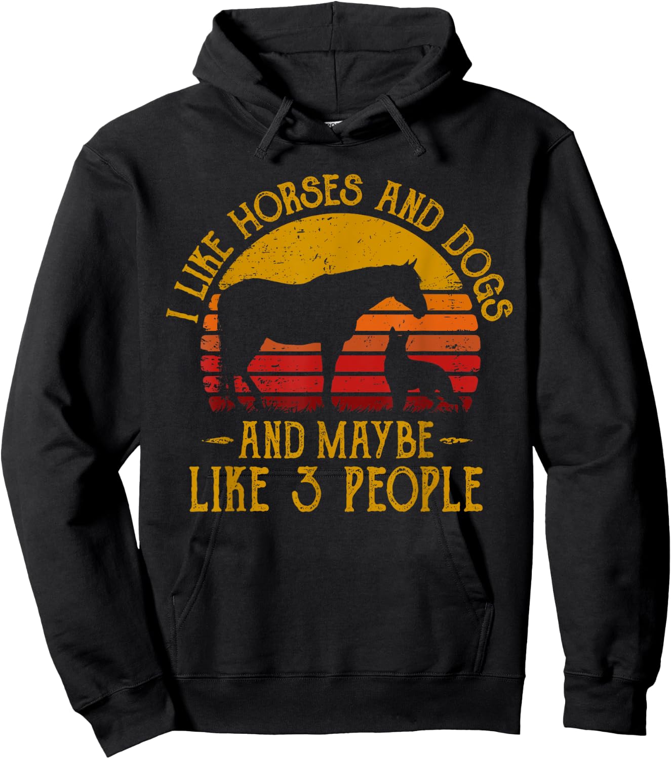 I Like Horses Dogs And Maybe 3 People Dog Lover Horse Rider Hoodie - Hoodie | Black