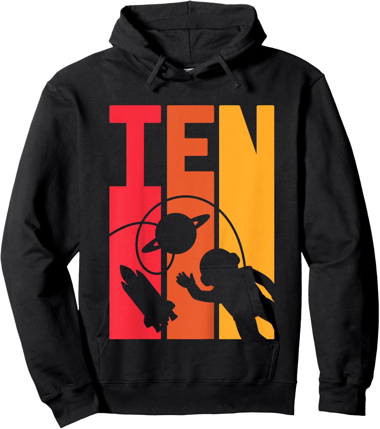 Kids 10 Years Old Birthday Retro Boy Astronaut Space 10th B-Day Hoodie - Hoodie | Black
