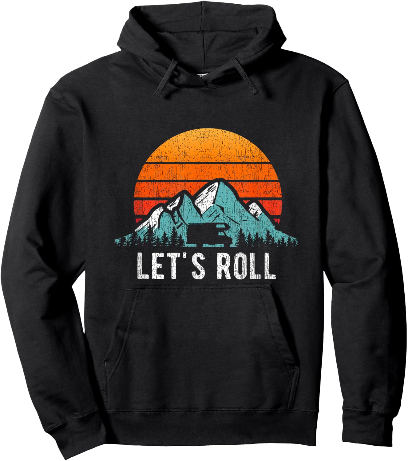 Let's Roll Camper Retro RV Camping Vacation Motorhome Hoodie - Hoodie | Black