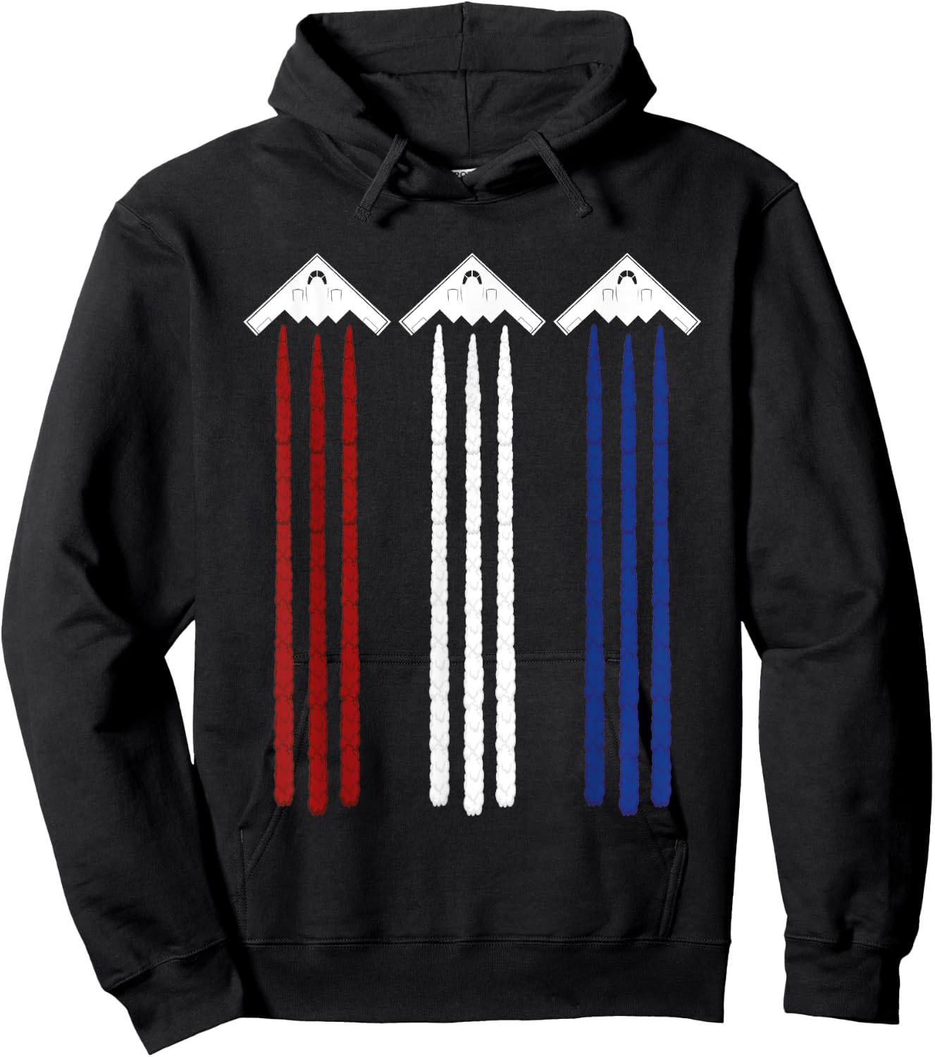 Jet Fighter & B-2 Spirit Bomber Patriotic Art 4th of July Hoodie - Hoodie | Black