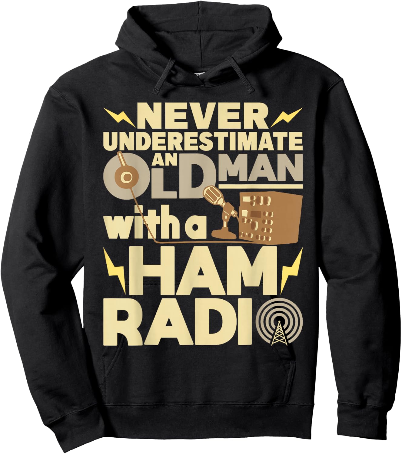 Never Underestimate An Old Man With A Ham Radio Operator Hoodie - Hoodie | Black