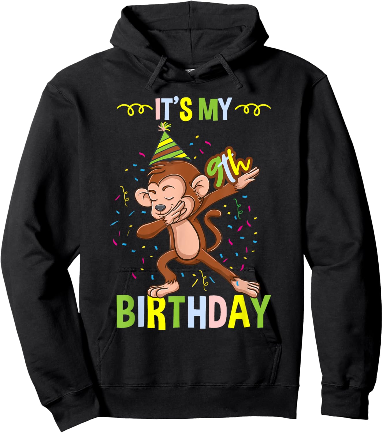 Its My 9th Birthday Monkey Hoodie - Hoodie | Black