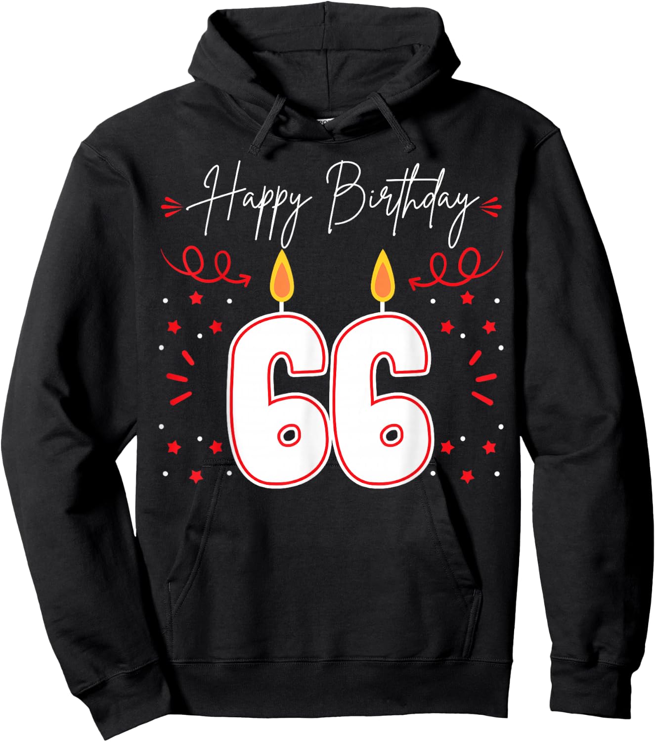 Candle 66 Birthday Party Decoration Wishes Candlelight Cake Hoodie - Hoodie | Black