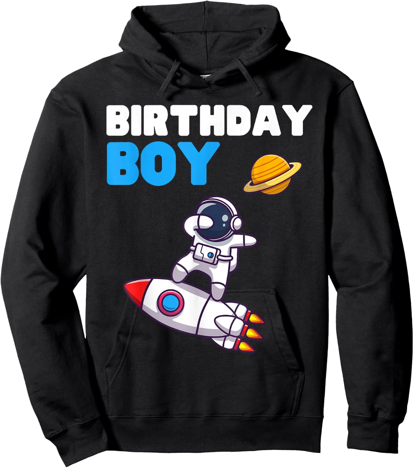 Birthday Space Boy Astronaut Planet Outer Rocket Spaceman Hoodie - Hoodie | Black