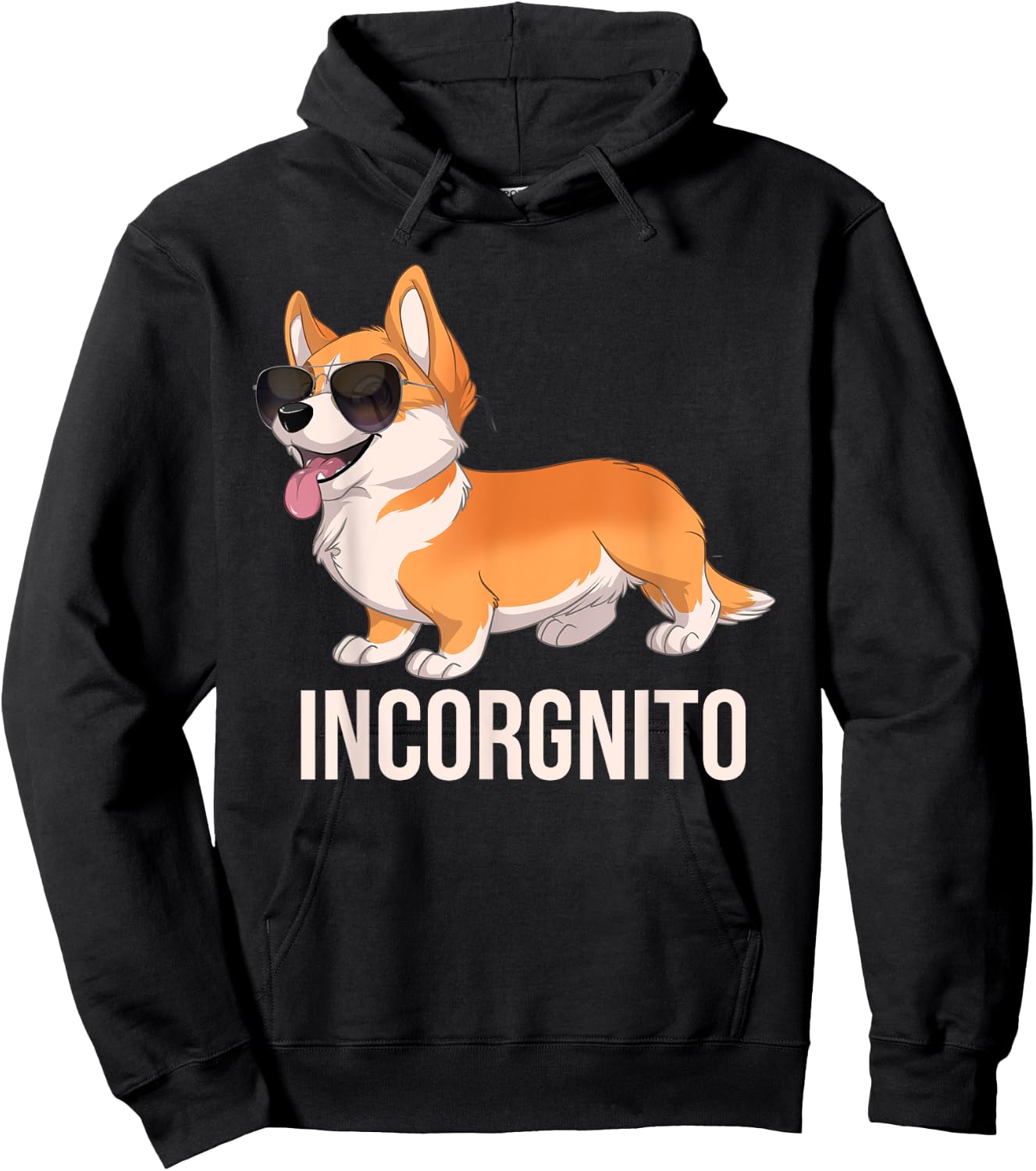 Funny Corgi Incorgnito Cute Inkognito Corgi with Sunglasses Hoodie - Hoodie | Black