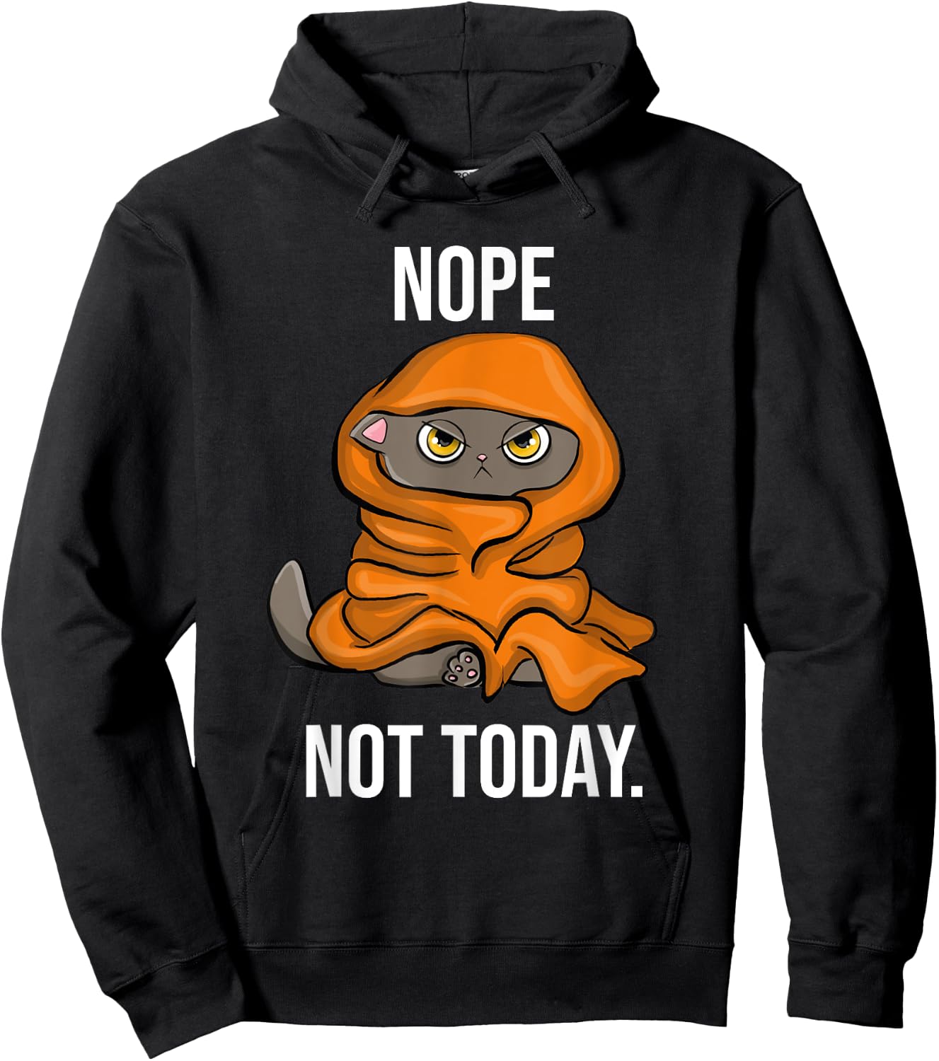 Nope Not Today Funny Sarcastic Sleeping Cat Women Hoodie - Hoodie | Black