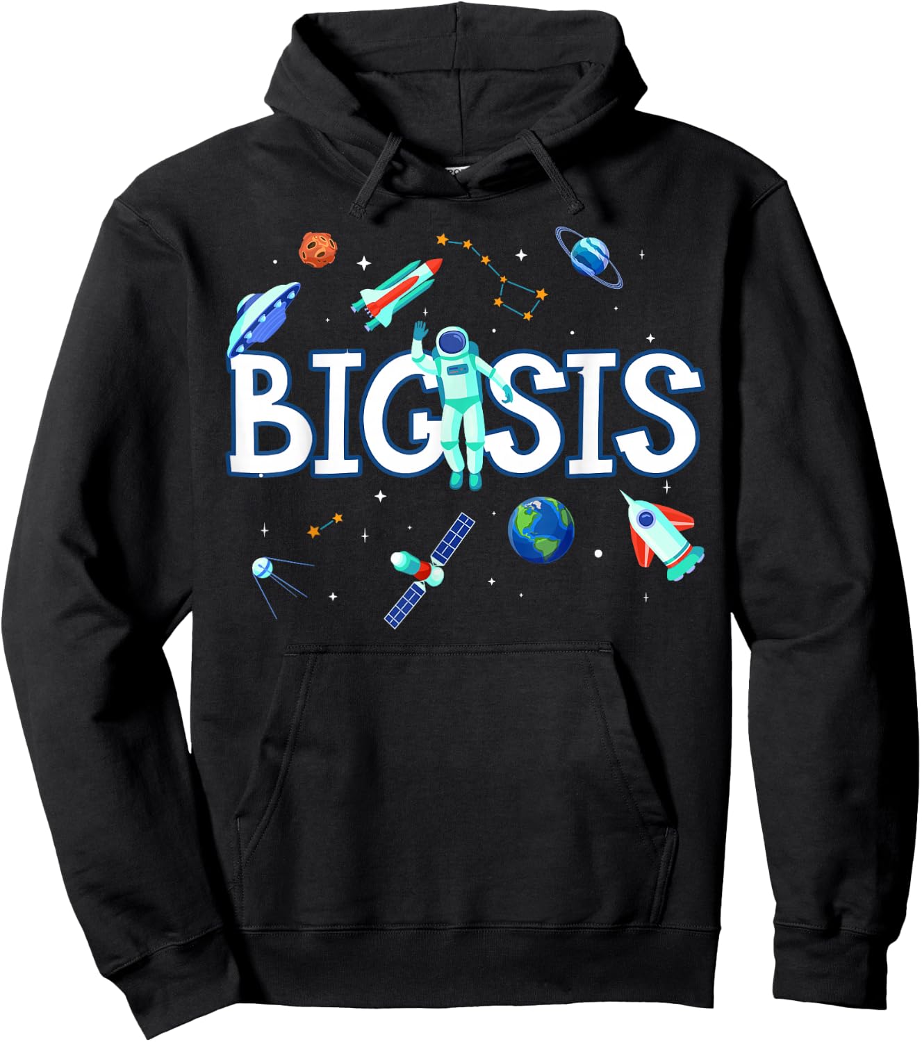 Big Sister Astronaut Space Family Matching Birthday Party Hoodie - Hoodie | Black