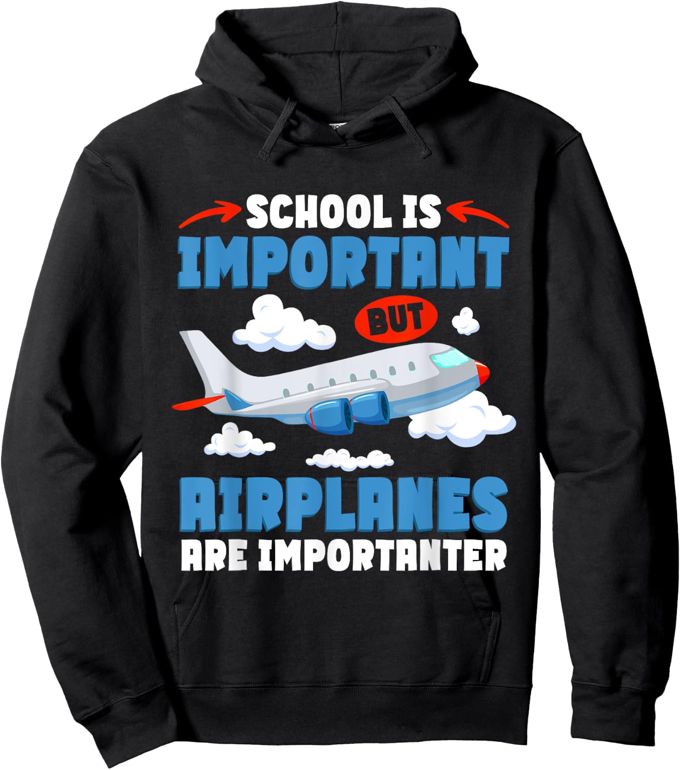 Airplane Kids Pilot Airplanes Are Importanter Hoodie - Hoodie | Black