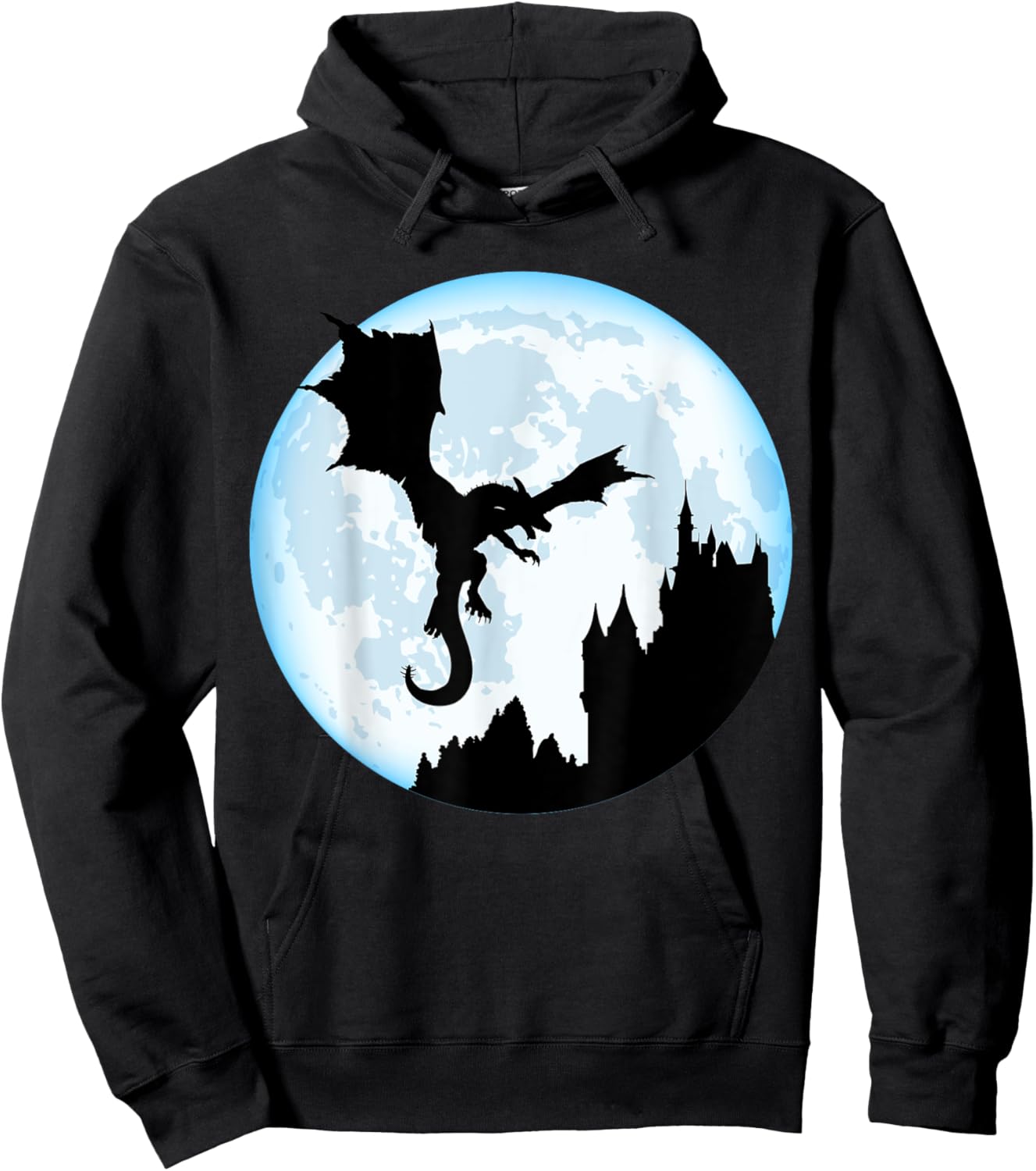 Flying Dragon On The Moon Cool Dragon Lover Dino Lover Gift Hoodie - Hoodie | Black