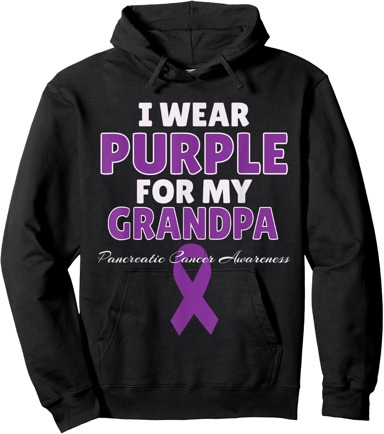 Pancreatic Cancer Awareness I Wear Purple For My Grandpa Hoodie - Hoodie | Black