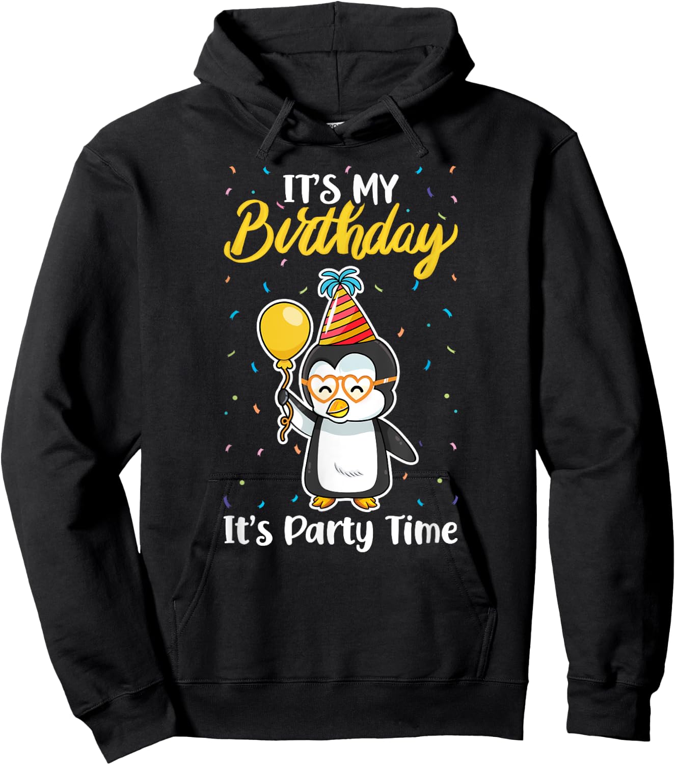 It's My Birthday Party Time Adelie Gentoo King Penguin Lover Hoodie - Hoodie | Black