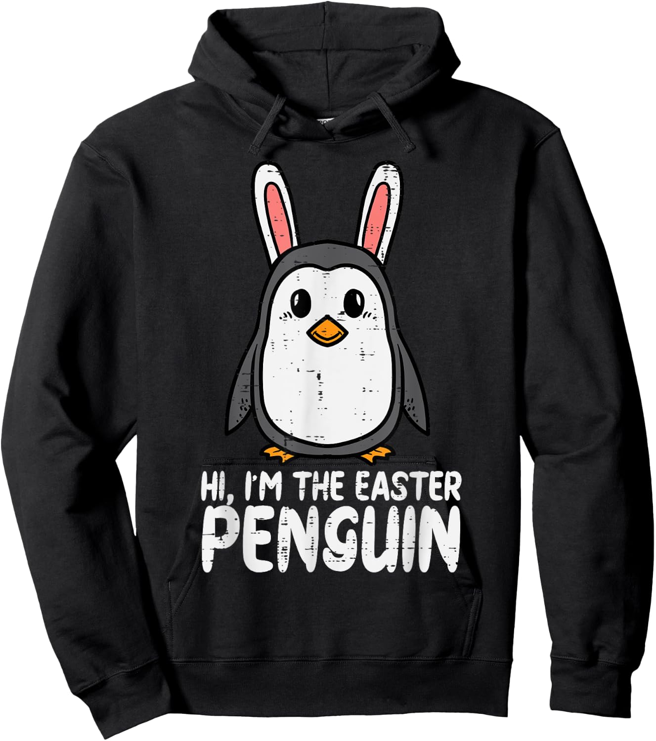Im The Easter Penguin Cute Bunny Ears Women Boys Girls Kids Hoodie - Hoodie | Black