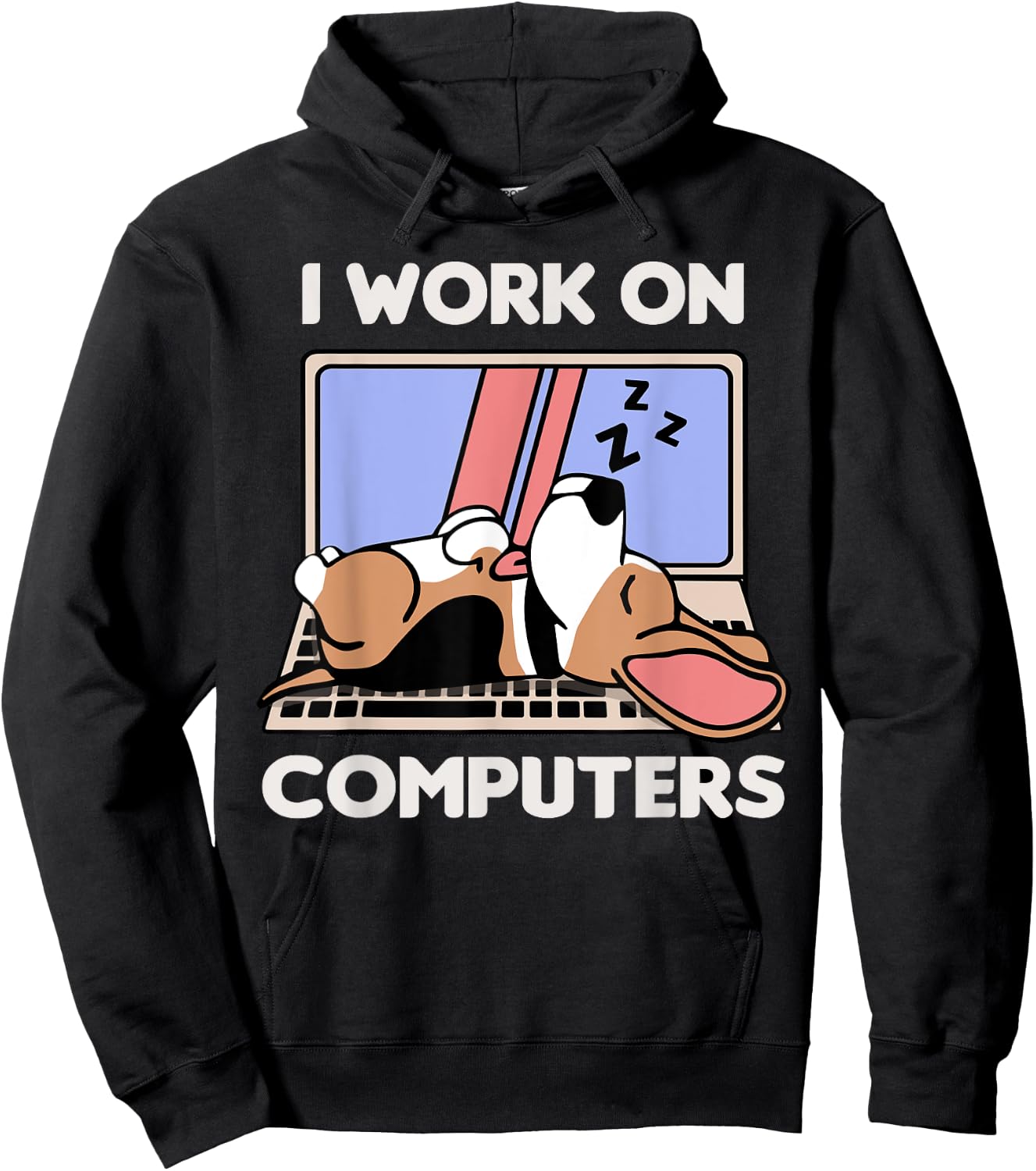 I Work On Computers | Dog Funny Beagle Lover Hoodie - Hoodie | Black