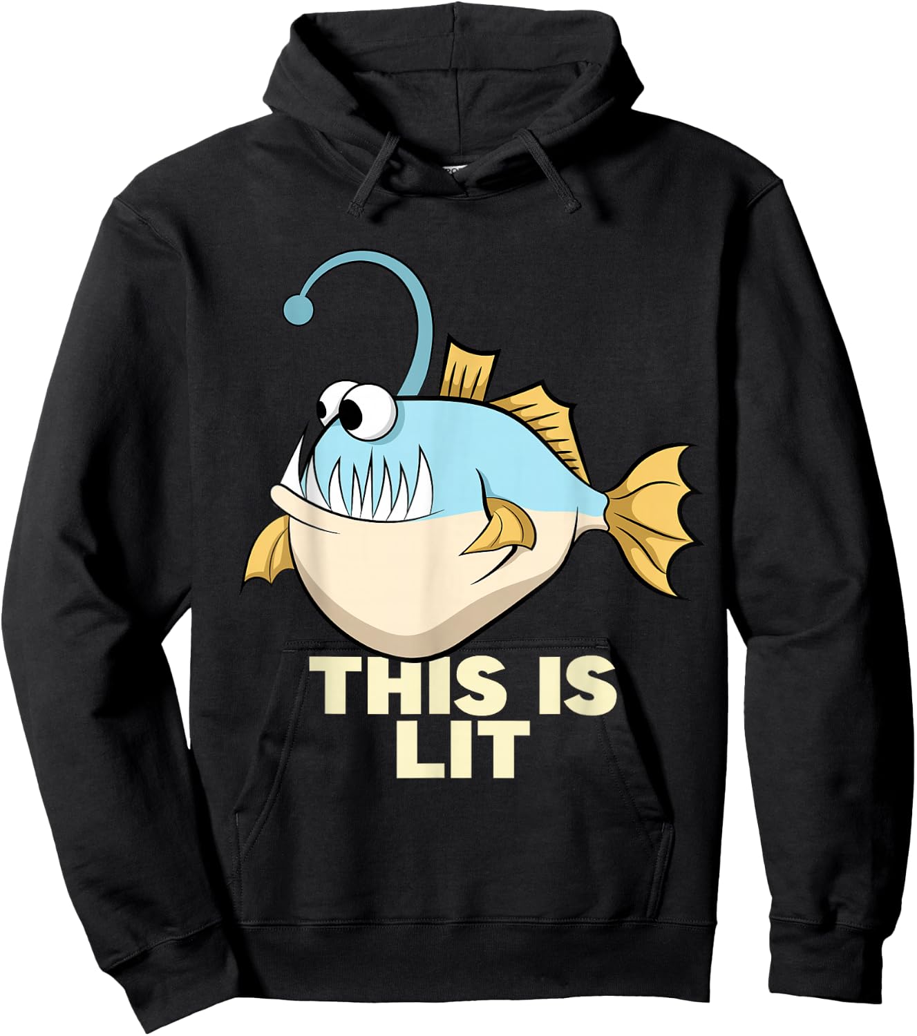 This Is Lit Angler Fish Monster Fishing Fisherman Anglerfish Hoodie - Hoodie | Black