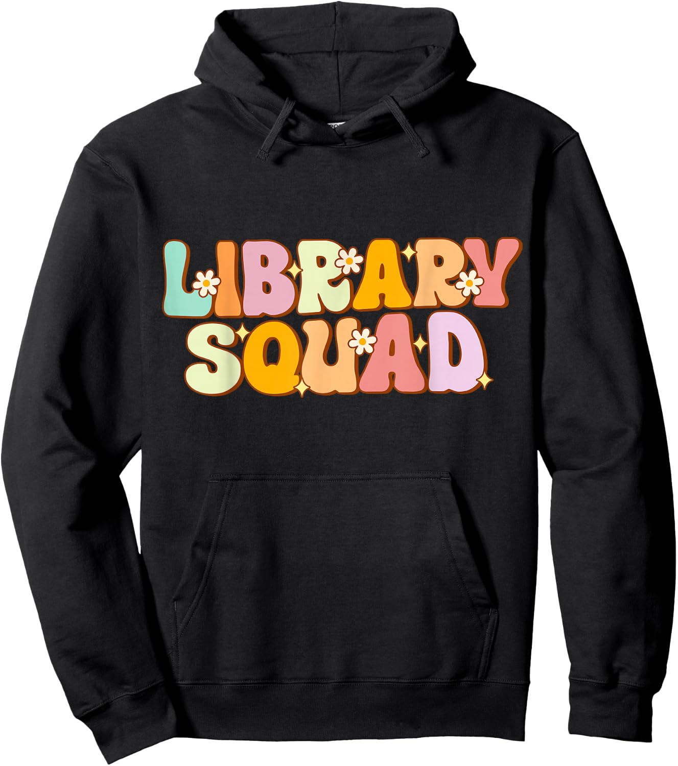 Library Squad Groovy Librarian Bookworm Book Lover Hoodie - Hoodie | Black