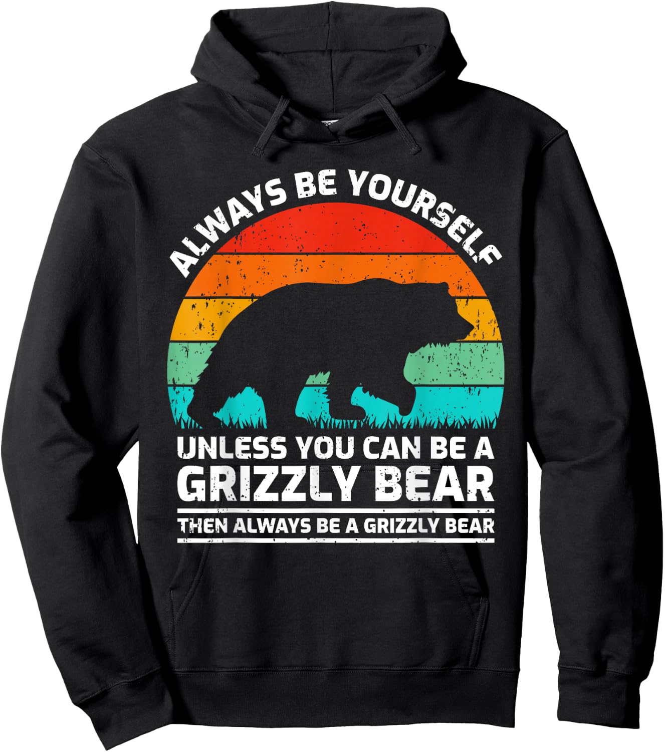 Vintage Grizzly Bear Animal Lover Retro Cute Grizzly Bear Hoodie - Hoodie | Black