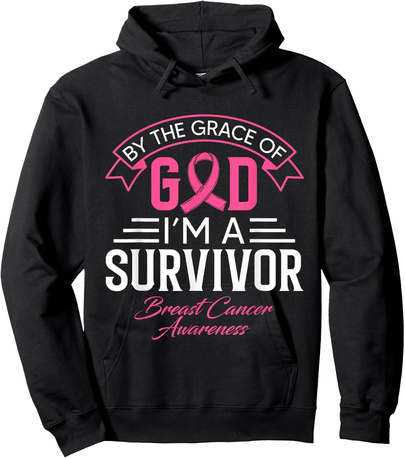 By The Grace God Pink Ribbon Support Beast Cancer Survivor Hoodie - Hoodie | Black