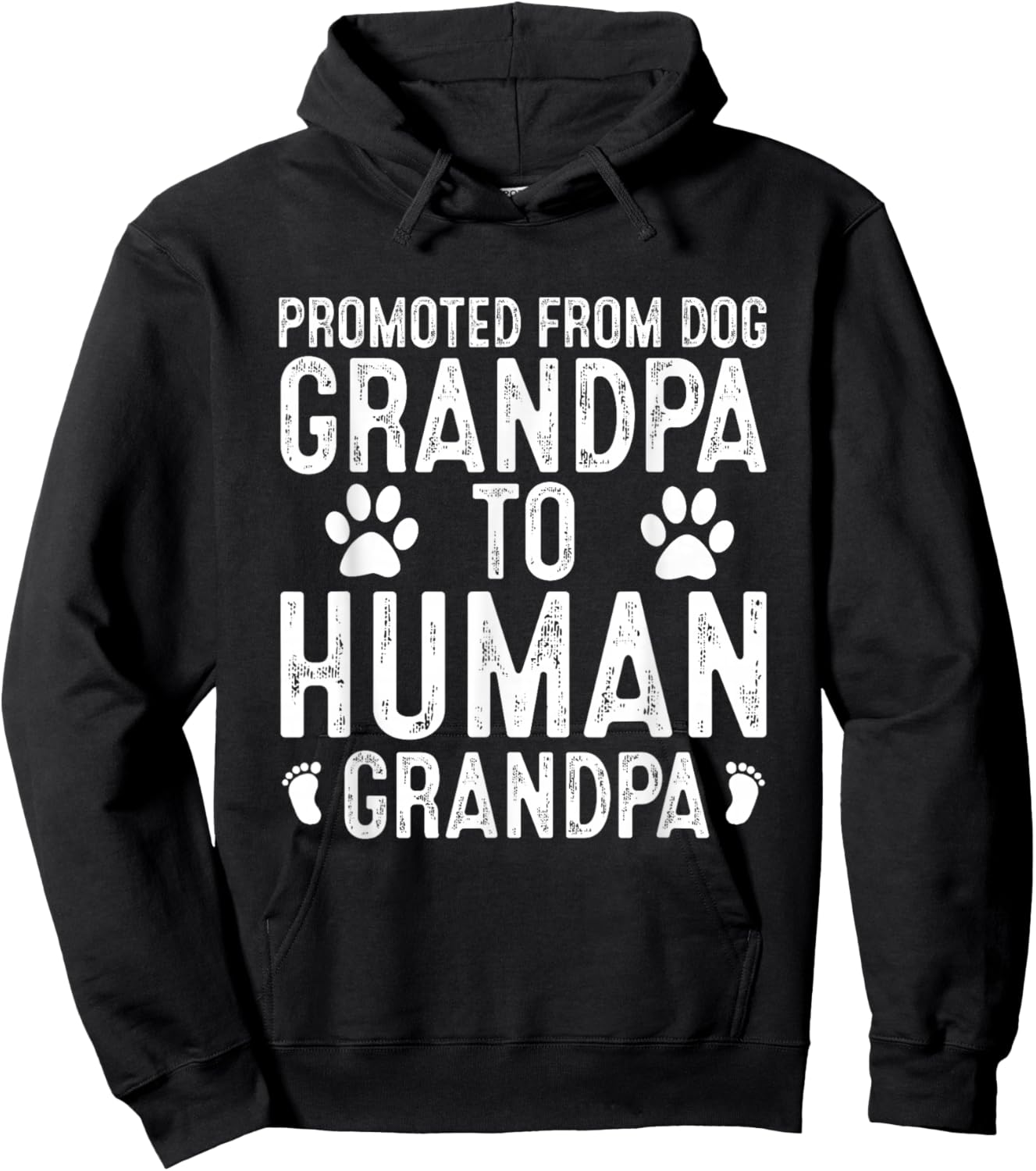 Funny New Grandpa Promoted from Dog Grandpa to Human Grandpa Hoodie - Hoodie | Black