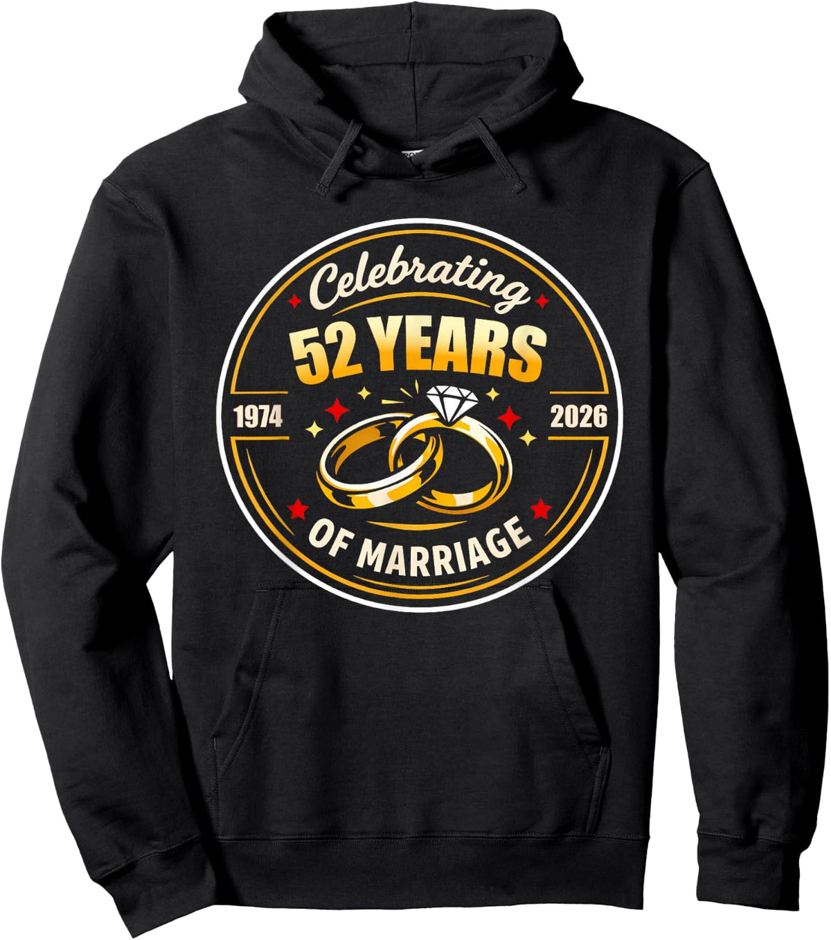 Celerating 52 Years of Mariage Wedding Anniversary Men Women Hoodie - Hoodie | Black