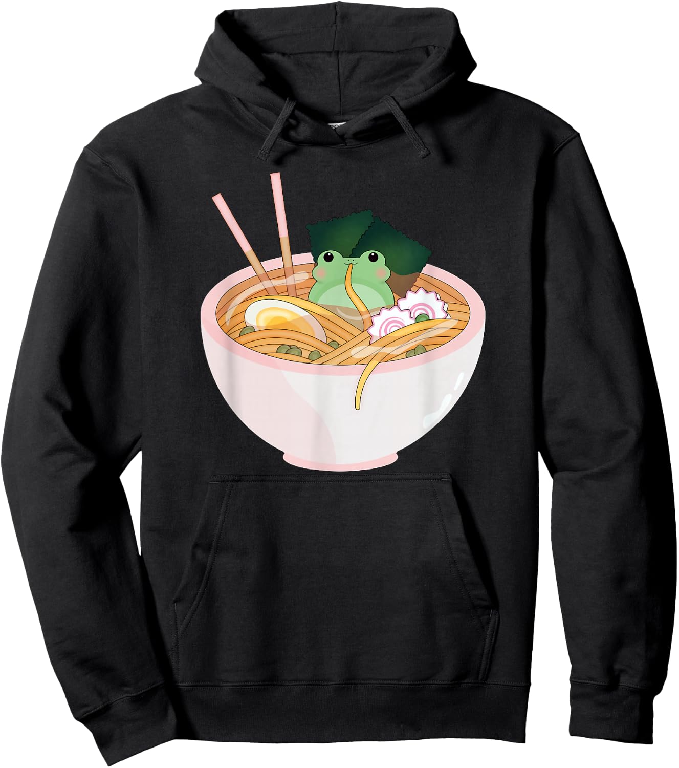 Celestial Carrot Cute Frog Ramen Anime Kids School Anime Fans -Adults Black Short Sleeve Modern Cartoon Small Hoodie - Hoodie | Black