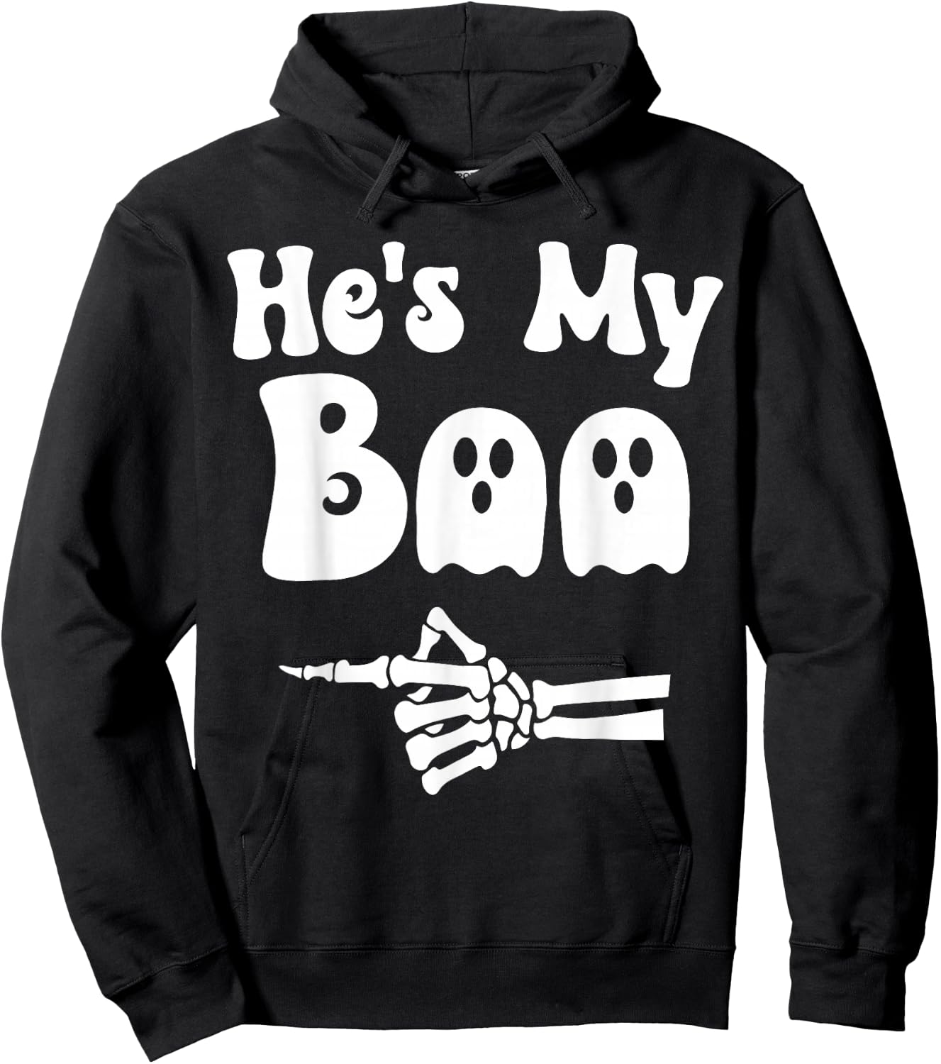 He's My Boo Skeleton Couples Matching Couple Halloween Hoodie - Hoodie | Black