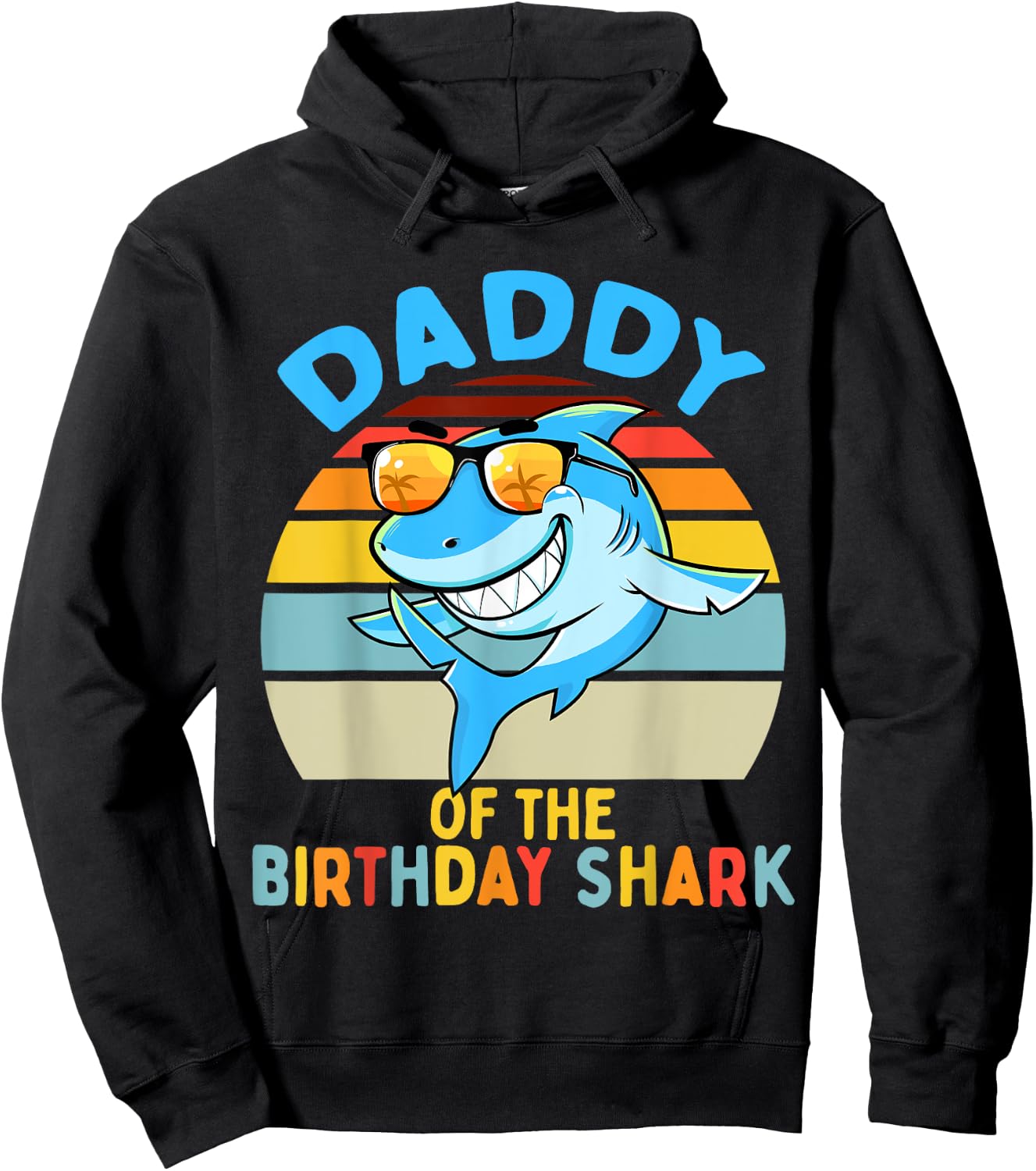 Daddy of the Shark Birthday Dad Matching Family Hoodie - Hoodie | Black