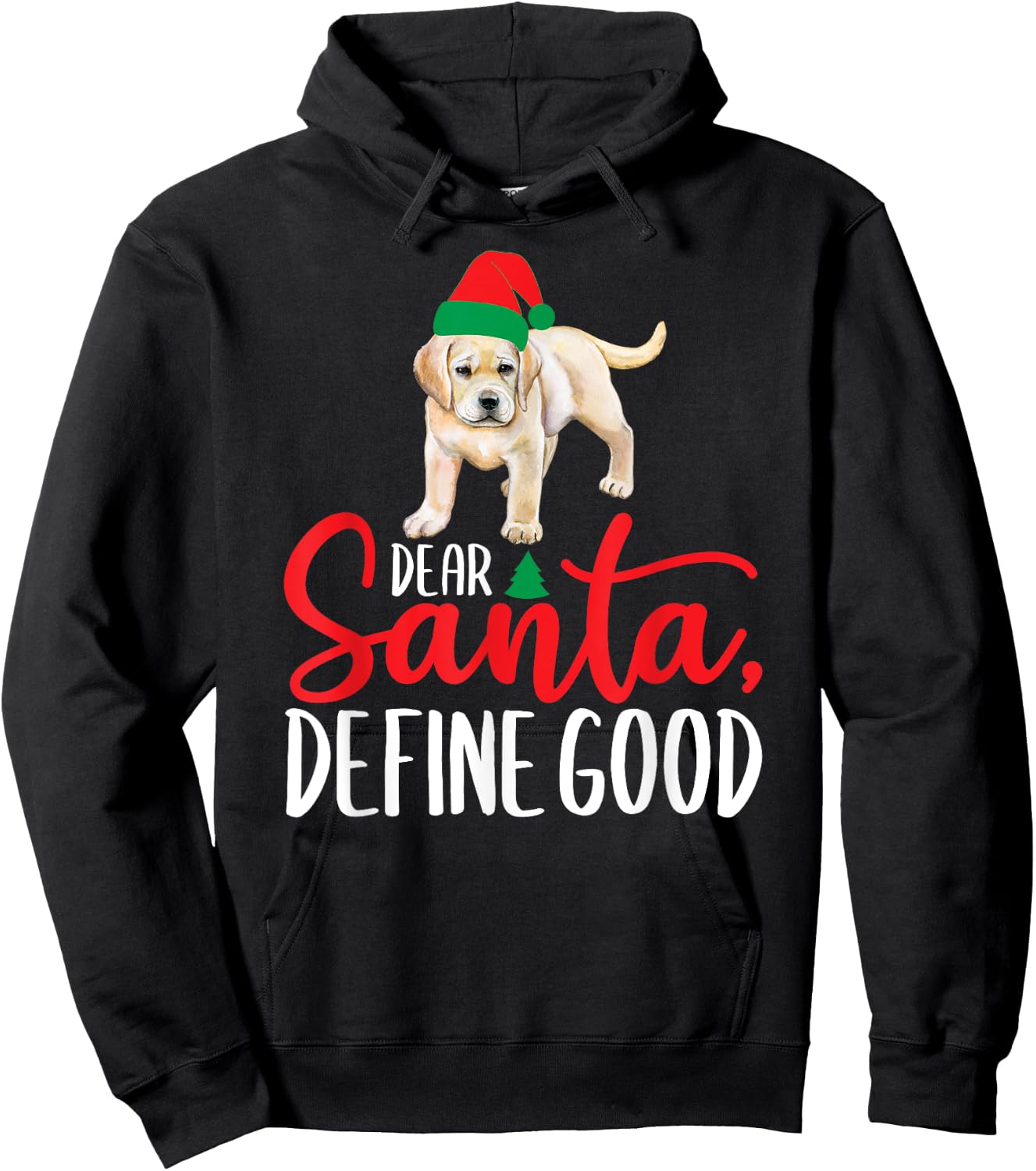 Funny Yellow Lab Christmas Dear Santa Labrador Retriever Hoodie - Hoodie | Black