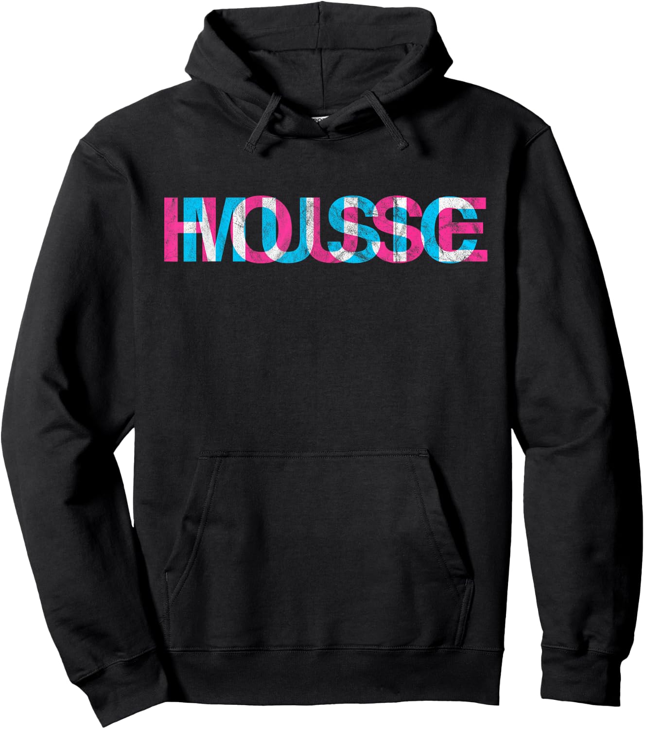 House Music Glitch Optical Illusion - EDM Rave DJ Distressed Hoodie - Hoodie | Black