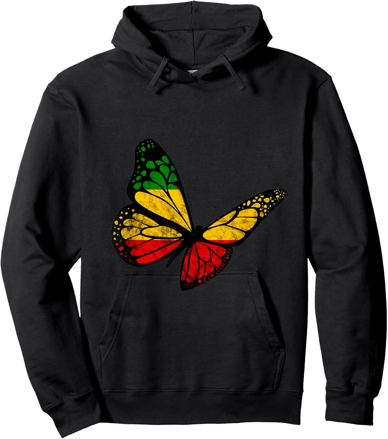 Reggae Butterfly Reggaeton Rastafari Roots Rastafarian Hoodie - Hoodie | Black