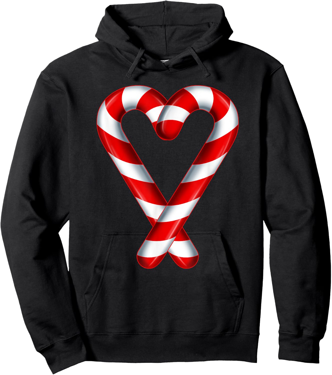 Candy Cane Heart Merry and Bright Red White Candy Couples Hoodie - Hoodie | Black