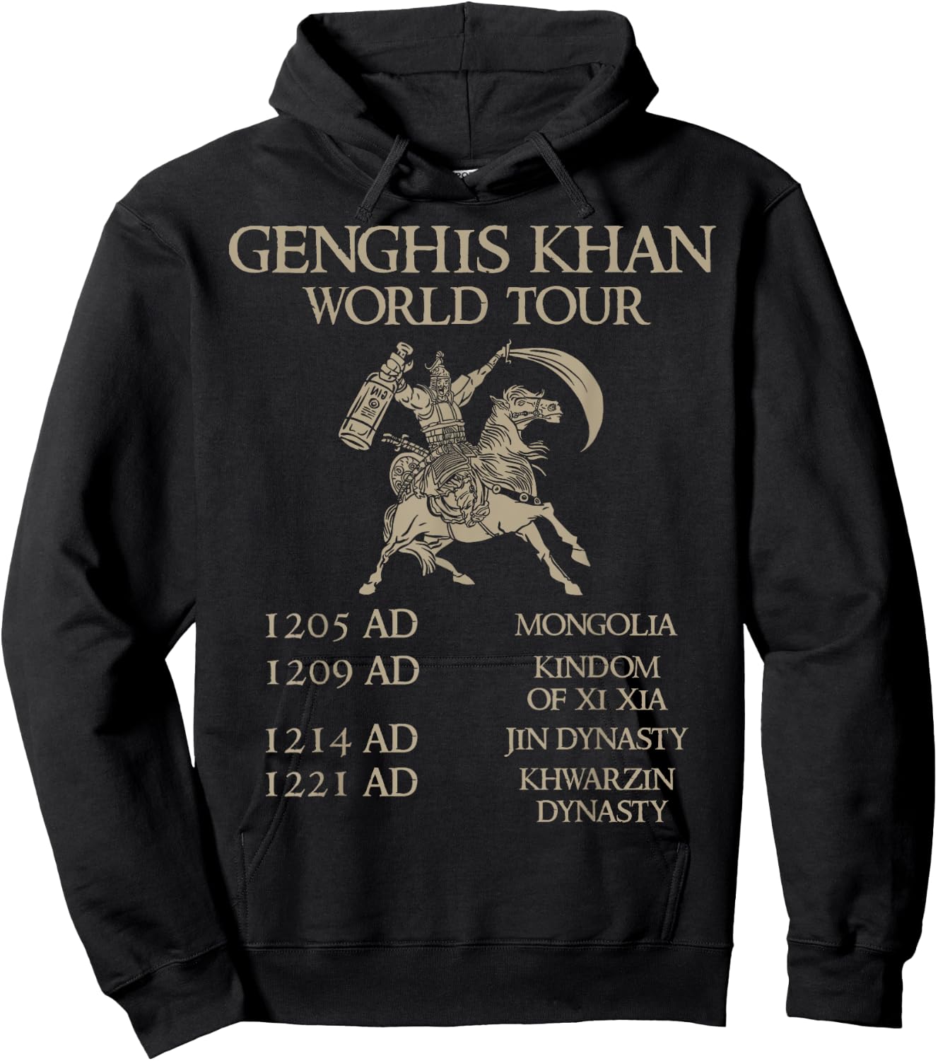 Genghis Khan World Tour - Historic Mongol - Asian History Hoodie - Hoodie | Black