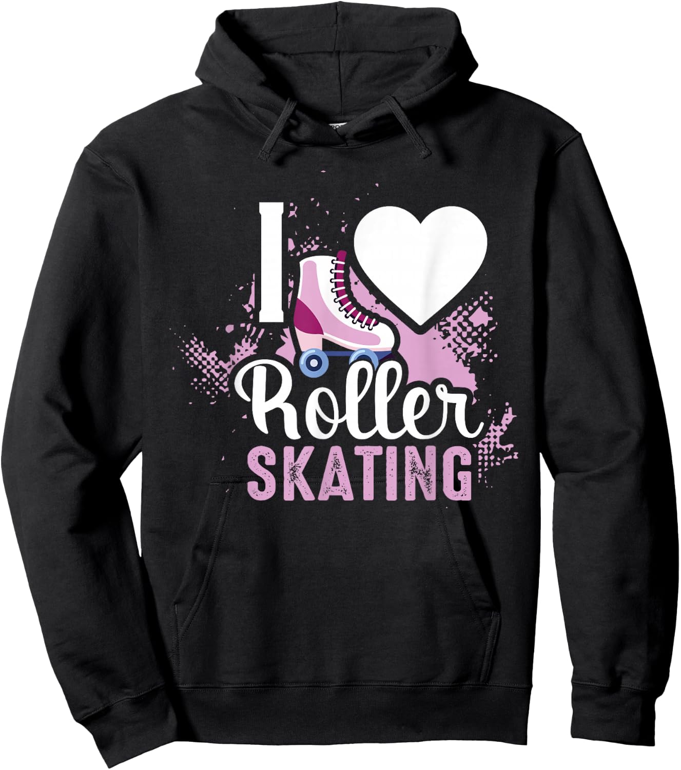 I Love Roller Skating Gift Girls Women Cool Roller Skate Hoodie - Hoodie | Black