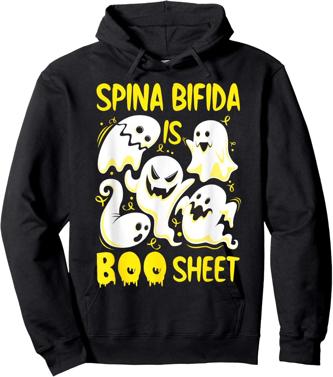 Spina Bifida is Boo Sheet Yellow Boos Funny Halloween Ghost Hoodie - Hoodie | Black