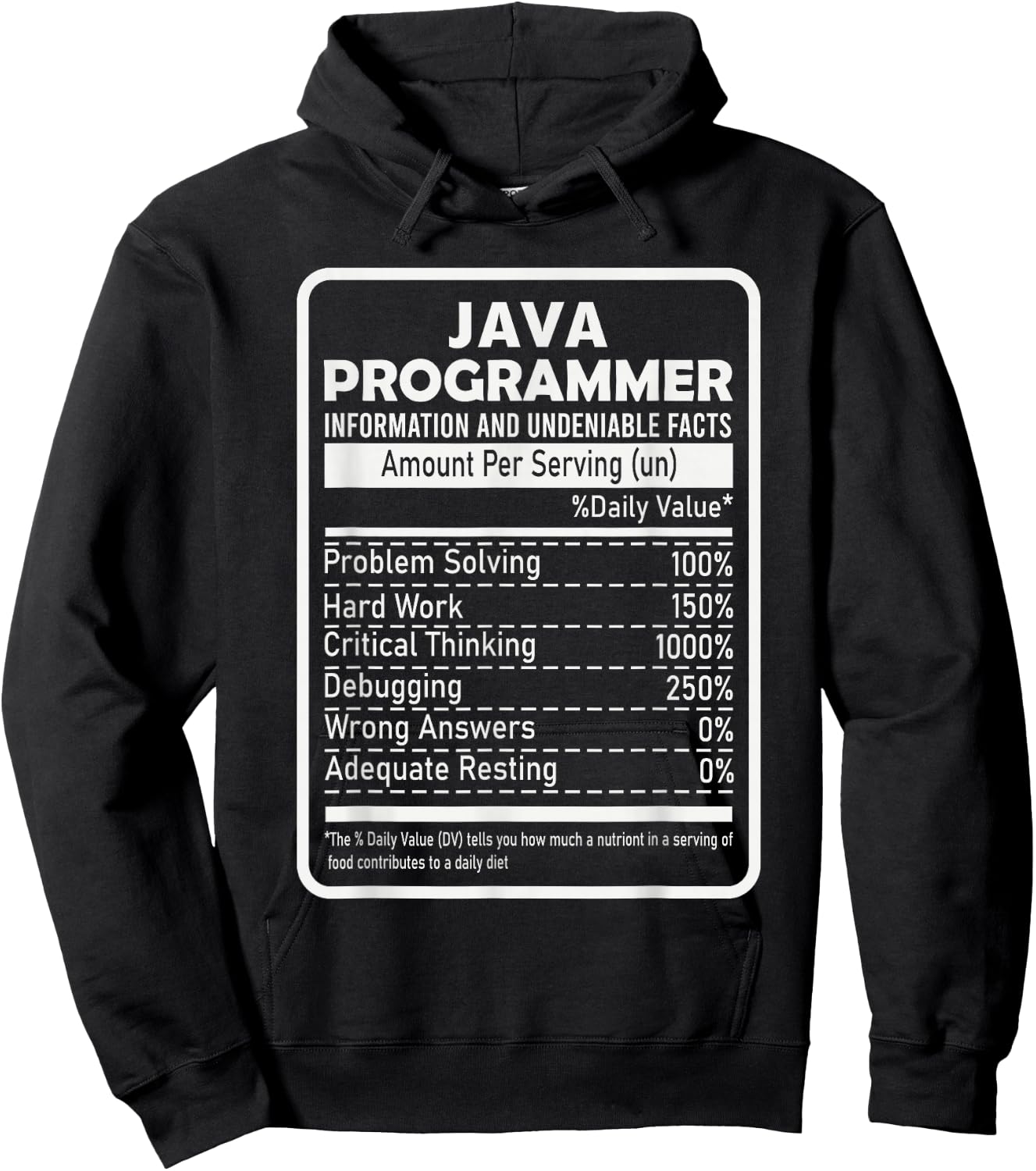 Funny Java Programmer Nutritional Facts Java Programming Hoodie - Hoodie | Black