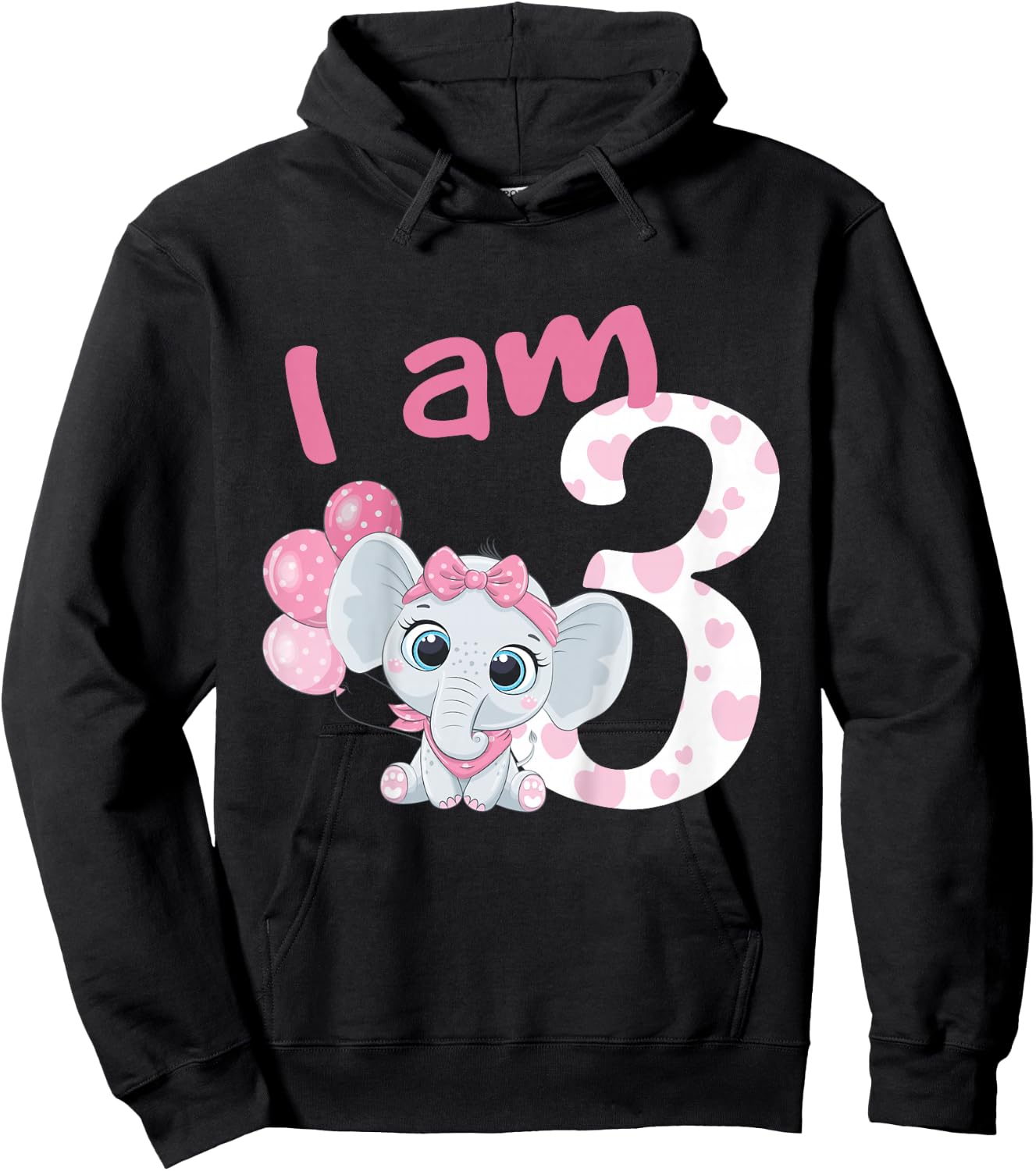 3rd Birthday Shirt Girls Elephant Girl Birthday 3 Years Old Hoodie - Hoodie | Black