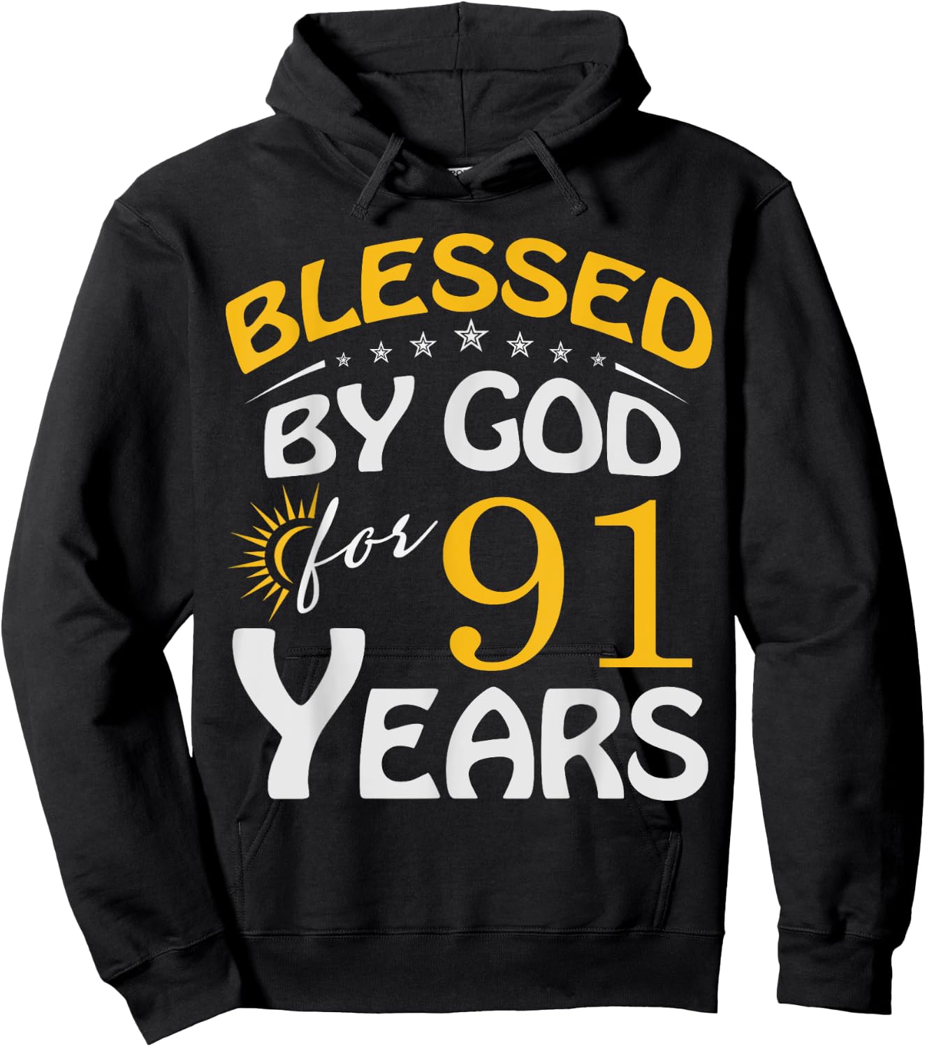 Vintage Blessed by God For 91 Years Old Happy 91st Birthday Hoodie - Hoodie | Black