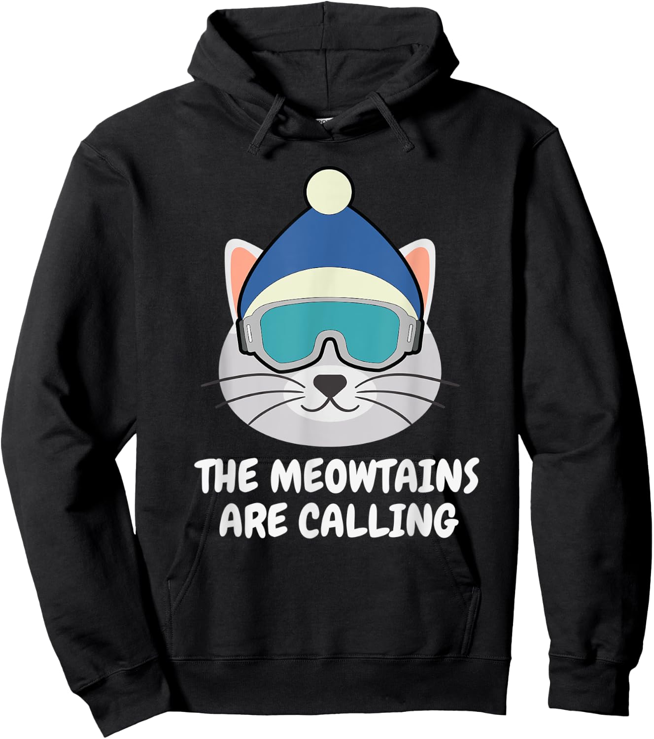 The Meowtains Are Calling Snowboard Ski Cat Men Women Kids Hoodie - Hoodie | Black