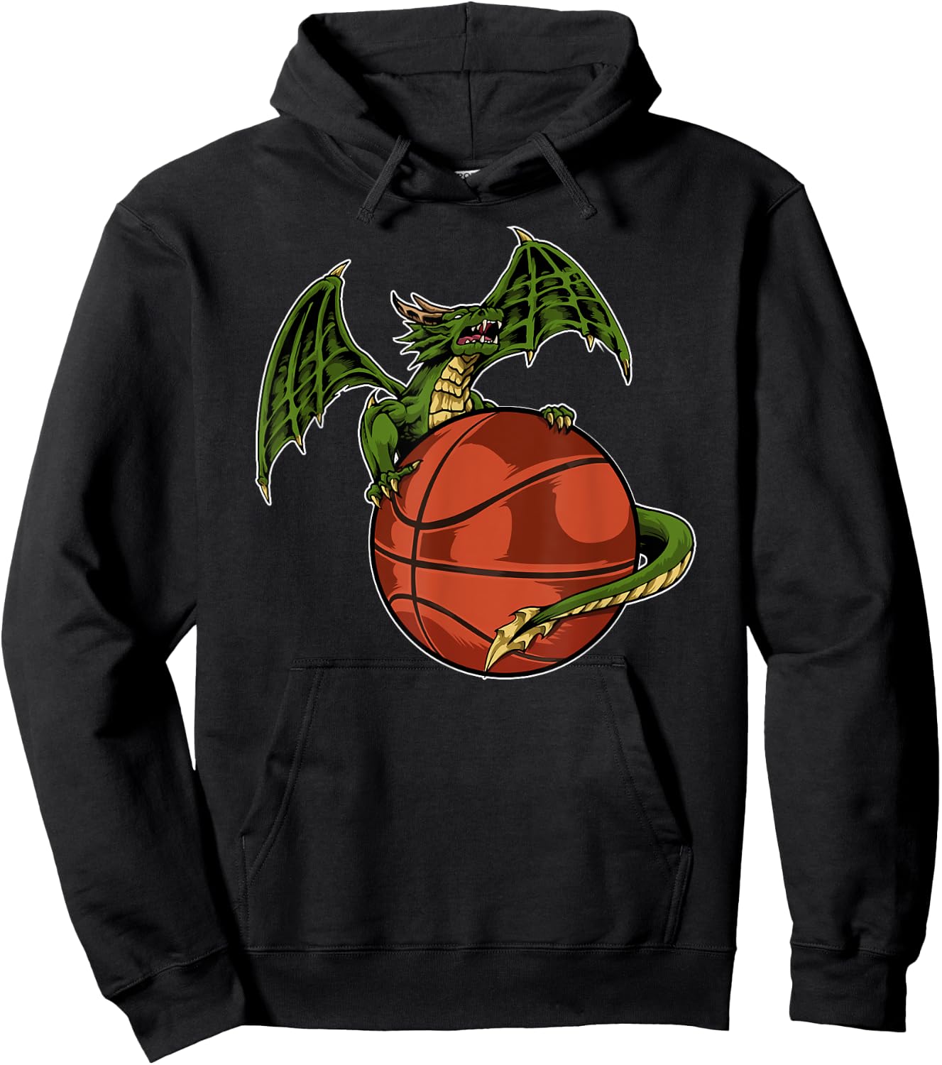 Cool Basketball Dragon Sitting On BBall Fantasy Hoodie - Hoodie | Black